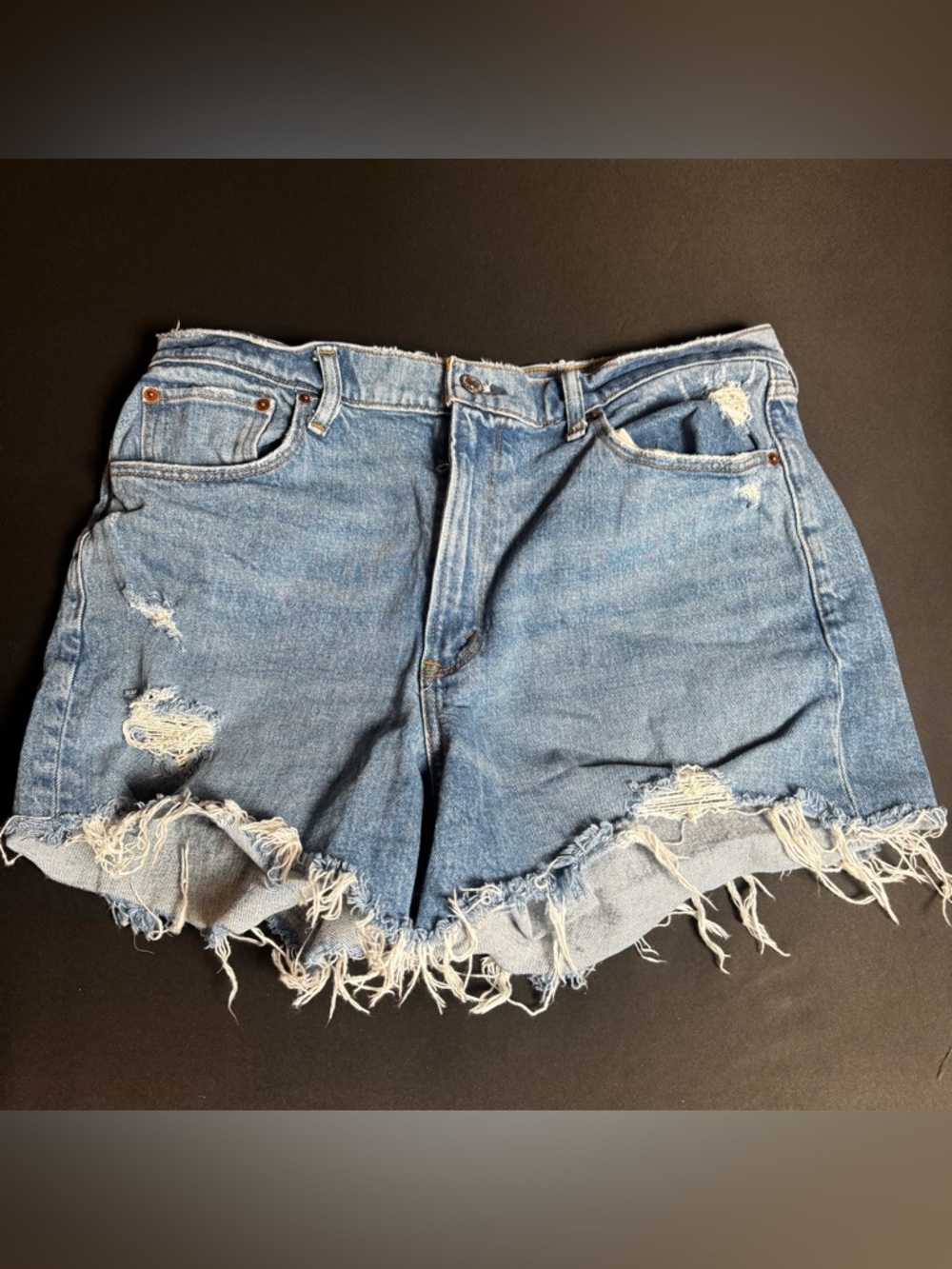 Abercrombie & Fitch Light Blue Distressed Denim Cutoff Shorts Y2K